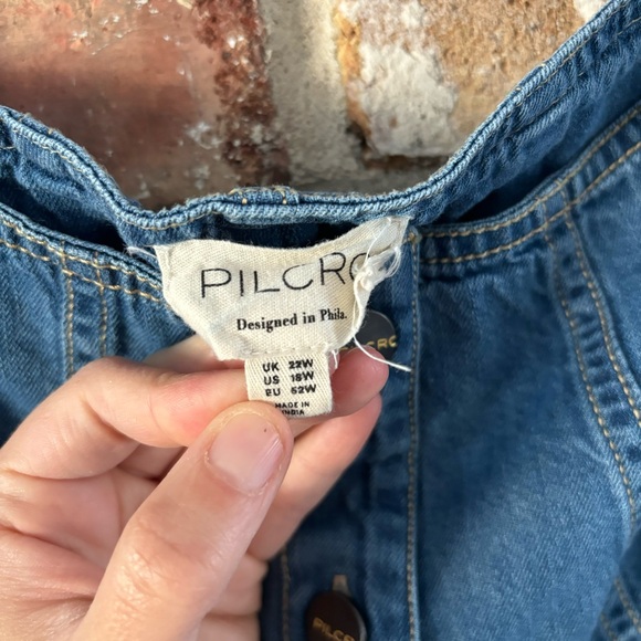 Pilcro Anthropologie Plus Basque Waist Denim Midi Skirt, 18W - Picture 3 of 7